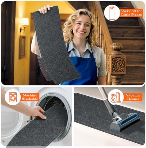 Stair Treads for Wooden Steps 18 PCS, Non Slip Rugs Dark Grey - Image 5