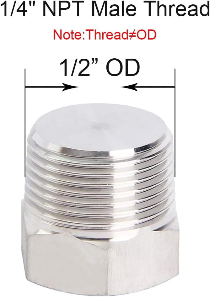 Joywayus 4Pcs Stainless Steel Outer Hex Thread Socket Pipe Plug Fitting 1/4" - Image 2