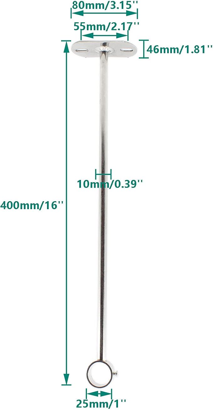 2 Pack Ceiling Mount Bracket, Stainless Steel Wardrobe Pipe Bracket Rod Holder - Image 2