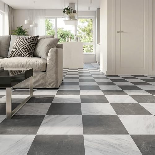 Peel and Stick Floor Tiles | Light Gray Marble | 30 Sq.Ft - Image 3