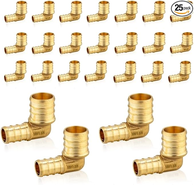 25-Pack EFIELD Pex Crimp Brass Fittings 3/4" X 1/2" Reducing Elbow | ASTM by EFIELDPEXTUBING