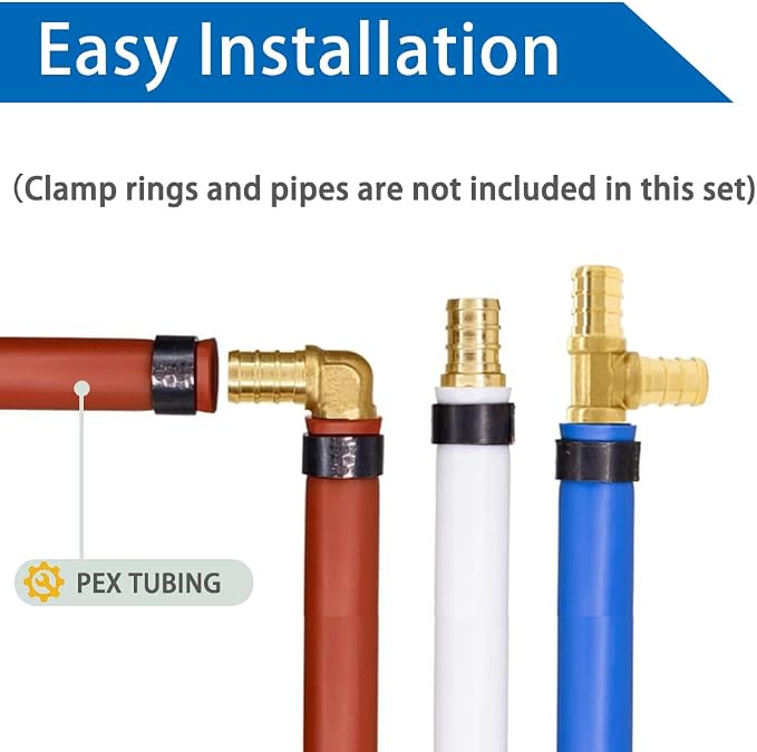 Hooshing 18 Pack 1/2" PEX Fitting Combo, Straight Coupling, Tee Set | Heavy - Image 3