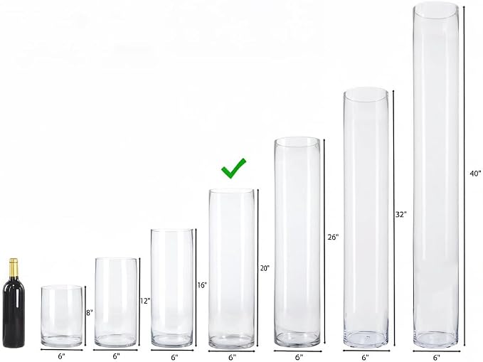 CYS EXCEL Cylinder Clear Glass Vase | Multiple Size Choices Glass Flower Vase - Image 9