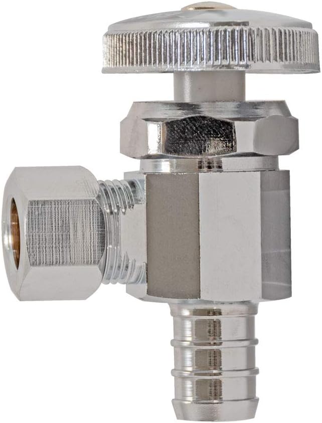 Eastman 1/2 inch Crimp PEX x 3/8 inch OD Compression Multi-Turn Angle Stop Valve by Eastman