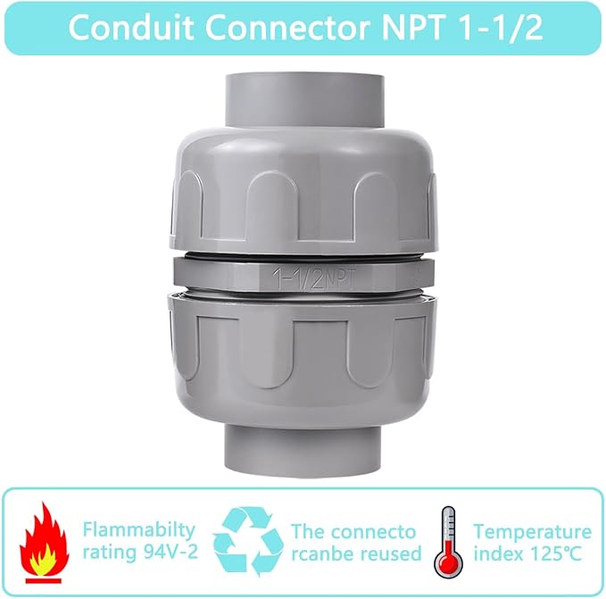 NPT 1-1/2 Double Conduit Liquid-Tight Connector Straight | Extend Repair - Image 5