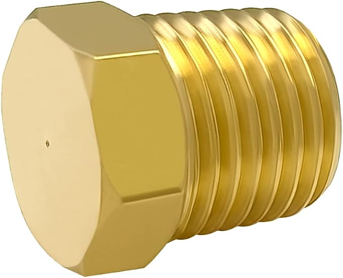 Hooshing 12PCS Brass Pipe Fittings 1/4" NPT Male Outer Hex Head Pipe Plug - Image 5