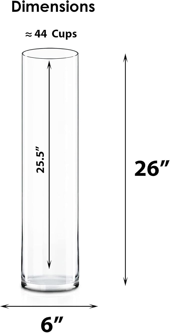 CYS EXCEL Cylinder Clear Glass Vase | Multiple Size Choices Glass Flower Vase - Image 4