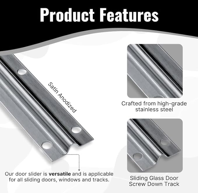 KC Hardware Stainless Steel Sliding Glass Door Screw Down Track, Inverted V - Image 6