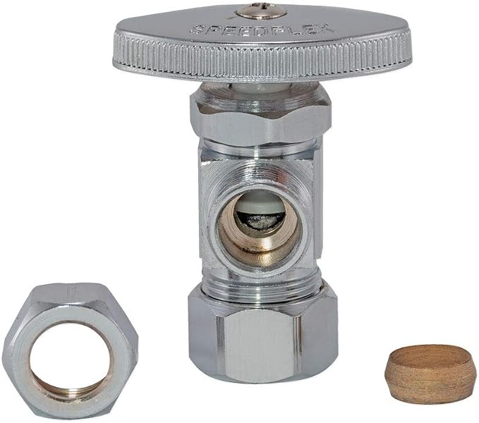 Eastman 1/2 Inch OD Compression x 5/8 Inch OD Compression Multi-Turn Angle Stop - Image 2