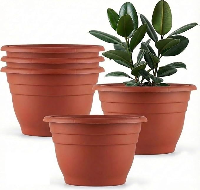 RooTrimmer 5 Pack 10 Inch Plant Pots Lightweight Planters by RooTrimmer