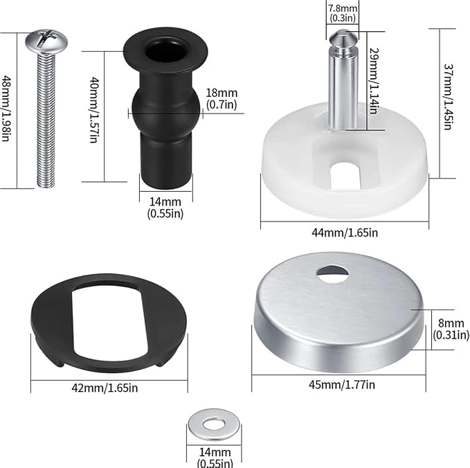Toilet Seat Hinge Bolts Kit Quick Release Top Hinge Fixings Expanding Rubber - Image 2