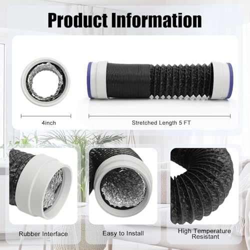 5FT Dryer Vent Hose, 4 Inch Rubber Seal Connectors - Image 5