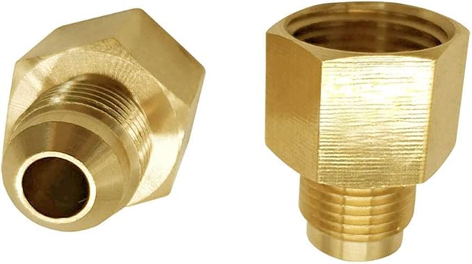 2 pcs Brass Flare Tube Fitting Coupling Gas Adapter 3/8" Male Flare x 1/2" NPT - Image 5