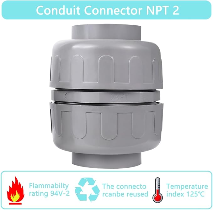 NPT 2 Double Conduit Liquid-Tight Connector Straight | Extend Repair Conduit - Image 5