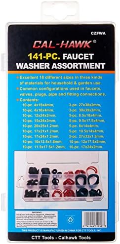 Cal Hawk CZFWA 141-pc. Faucet Washer Assortment Kit, 18 Different Assorted Sizes - Image 2