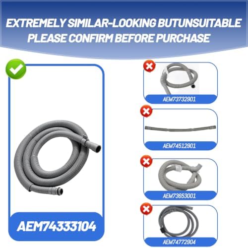 AEM74333104 AEM74333101 Dishwasher Drain Hose Fit - Image 5