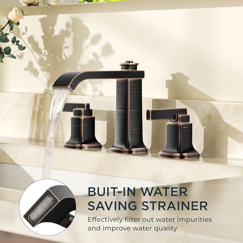 FORIOUS Bathroom Faucet 3 Hole Widespread Sink Faucets Oil Rubbed Bronze - Image 4