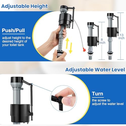 Saillong Universal Toilet Flusher Replacement Kit, Fill Valve, 2-Inch Flapper - Image 3