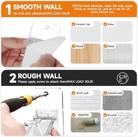 Universal Curtain Rod Holders, No Drill Curtain Rod Brackets, Self Adhesive - Image 5