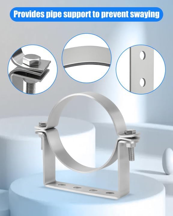4 Inch Pipe Hanger Chimney Support Bracket | 2 Pcs Heavy Duty Steel Rigid Split - Image 3