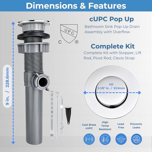 Replacement Bathroom Sink Pop-Up Drain Assembly - Image 2
