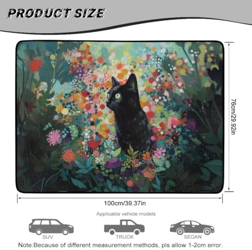 Black Cat Floral Car Trunk Mat Universal Fit 29"x39" - Image 7