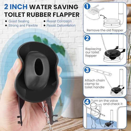Saillong Universal Toilet Flusher Replacement Kit, Fill Valve, 2-Inch Flapper - Image 5