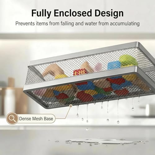 PUSDON 5-in-1 16.5" Extra Long Slim Wall Mount Wrapped Mesh Kitchen Organizer & - Image 3
