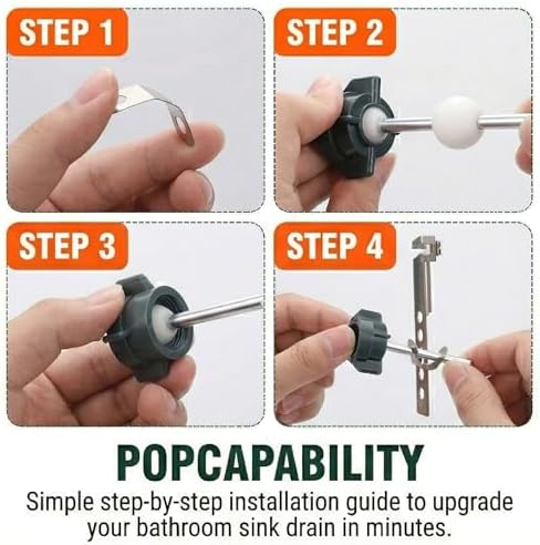 Lavatory Pop Up Center Piece Assembly, Metal Bathroom Sink Stopper Replacement - Image 6