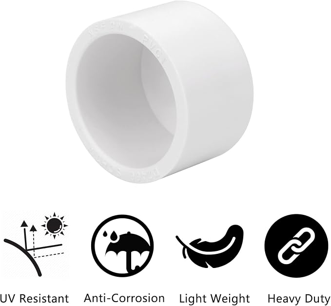 20 Pack PVC Pipe End Cap Fitting 3/4 Inch PVC Pipe End Cap Plug Adapter - Image 5