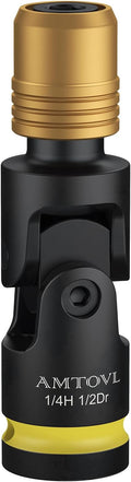 AMTOVL Impact Hex Adapter, 1/2 Inch Drive to 1/4 Inch Quick-Change Chuck | by AMTOVLUS