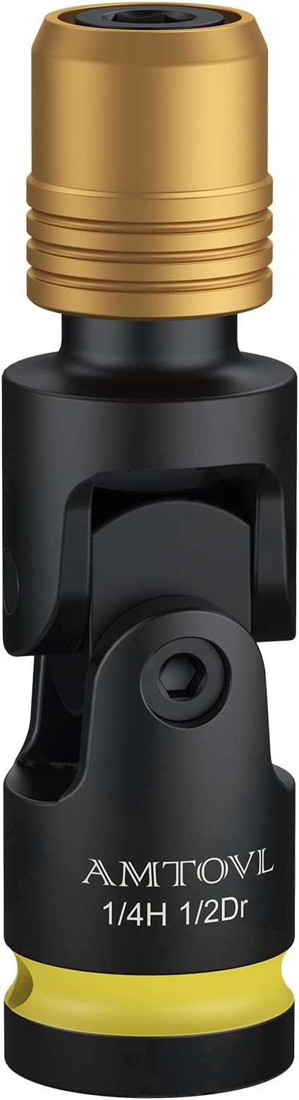 AMTOVL Impact Hex Adapter, 1/2 Inch Drive to 1/4 Inch Quick-Change Chuck | by AMTOVLUS