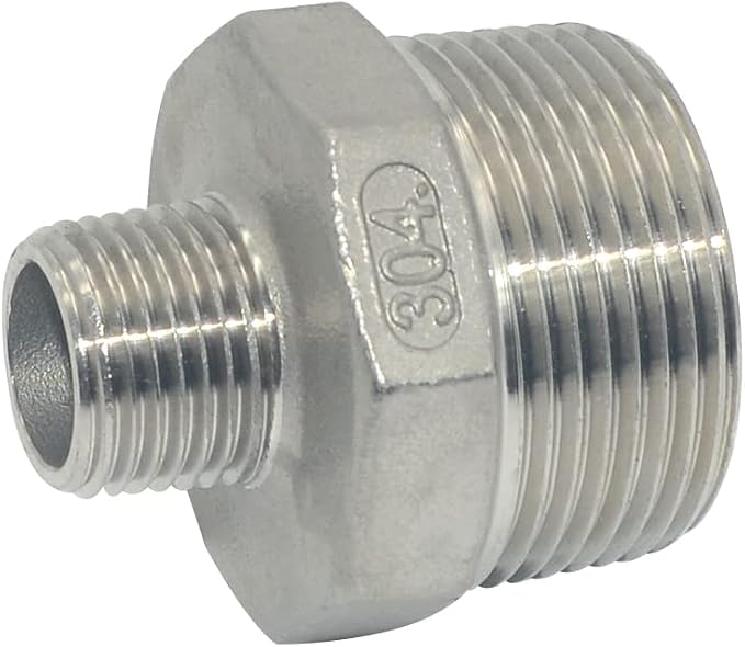 1-1/4" x 1/2" Male Threaded Reducing Nipple Fitting/Adapter, Stainless Steel - Image 3