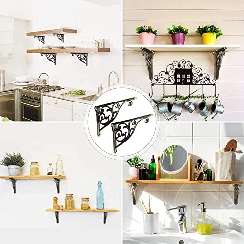 Shelf Brackets 10 Inch 4 Pack Heavy Duty Brushed Antique Brass Wall Bracket - Image 3
