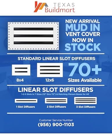 BUILDMART - 18x6 MUD-in Air Vent Cover - Drywall MUD in White Air Vent - MUD - Image 3
