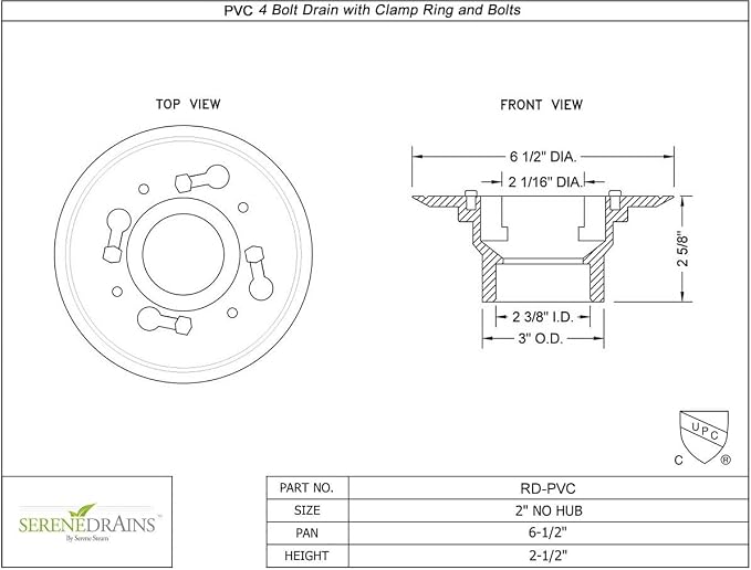 2 Inch Shower Drain Base for Linear Square Shower Drains Plastic PVC Floor - Image 2