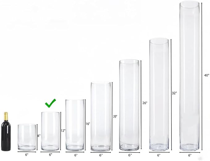 CYS EXCEL Large Cylinder Clear Glass Vase - Image 9