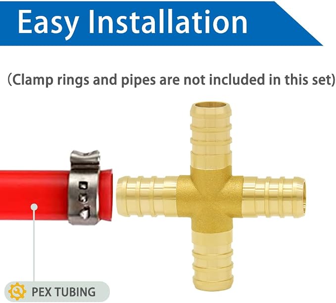 Hooshing 3/4" Pex Fitting 4 Ways Crimp Brass Pipe Fittings - Image 3