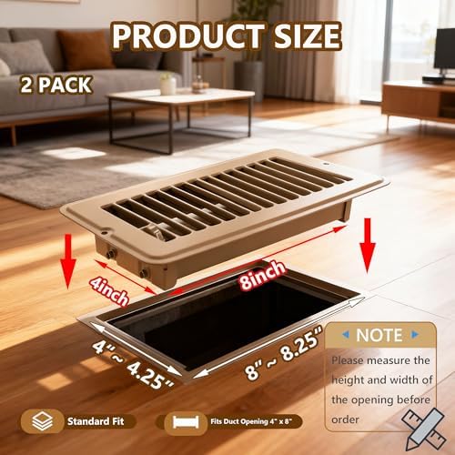 4" X 8" Floor Register 4 Pack Brown Floor Vent Covers Heavy Duty Floor Vent - Image 2