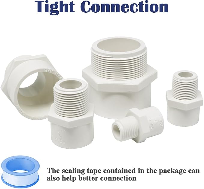 9PCS 3/4 Inch Male Thread White PVC Fittings 2-Way PVC Pipe Coupling Adapter - Image 5