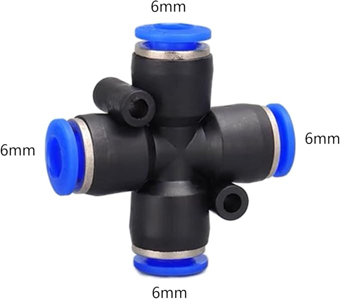 4 way 6mm OD Push to connect Fittings, push to connect air fittings, 4-way air - Image 2