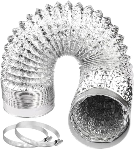 Dryer Vent Hose Air Ducting: 4 Inch 8FT Flexible Aluminum PVC Insulated Duct by Omont