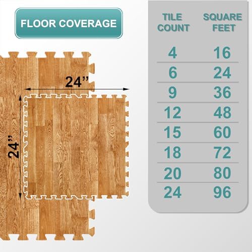 Sorbus Wood Grain Floor Tiles Foam Mat EVA Interlocking Mats Tile 3/8-Inch - Image 3