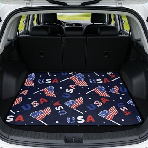USA Flag Print Work Trunk Mat Heavy Duty Foldable Cargo Liner by Mintulipy