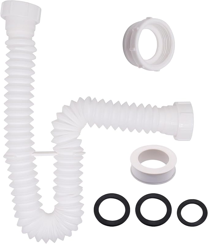 Sink Drain Pipe Kit, Flexible 1-1/2 Inch P Trap Kitchen Sink Plumbing Kit by Unknown