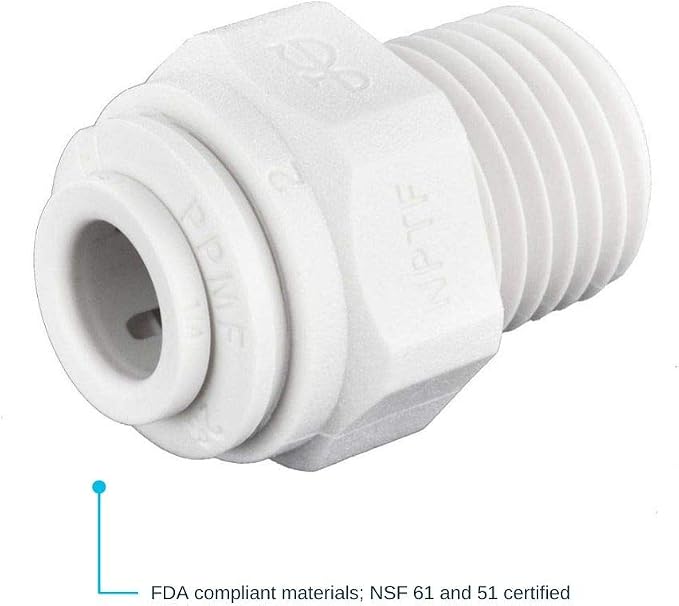 John Guest 1/4 Inch OD x 1/4 Inch NPT Straight Adapter, Push to Connect Plastic - Image 2