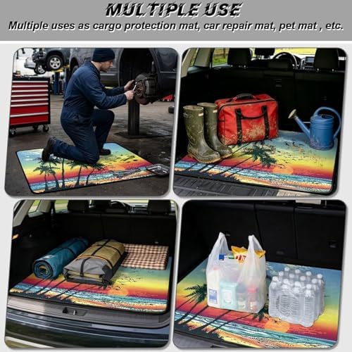 Beach Sunset Palm Universal Car Trunk Mat All Weather Trunk Protection Cargo - Image 3