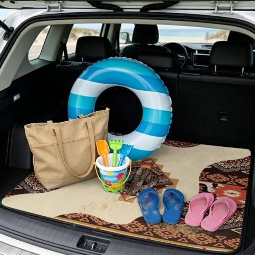 ELEQIN Southwest Cactus Aztec, Car Cargo Liner, All Weather Heavy Duty Trunk Mat - Image 2