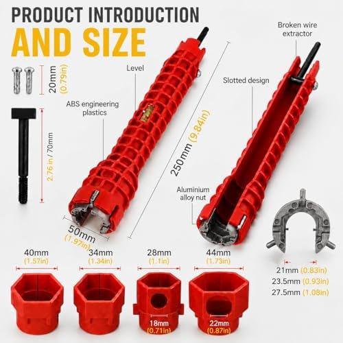 7-Piece Plumbing Tool Kit: 14-in-1 Multi-Function Wrench + 2-Axis 7-Profile - Image 5