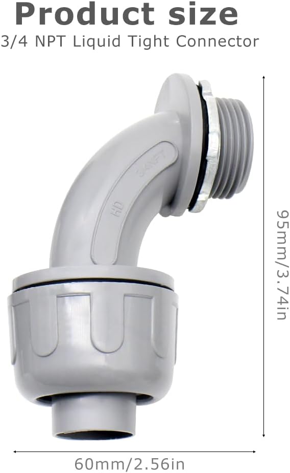 MAKERELE 24-Pack 3/4 Inch 90° PVC Liquid Tight Elbow Connectors | High Quality - Image 2